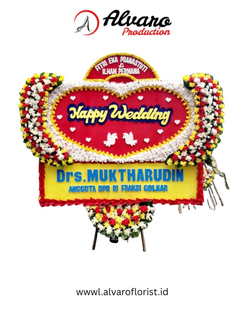 Bunga Papan Wedding Lucina (Bentuk Hati) Desain Romantis & Eksklusif di Jakarta - Alvaro Florist Id (5)