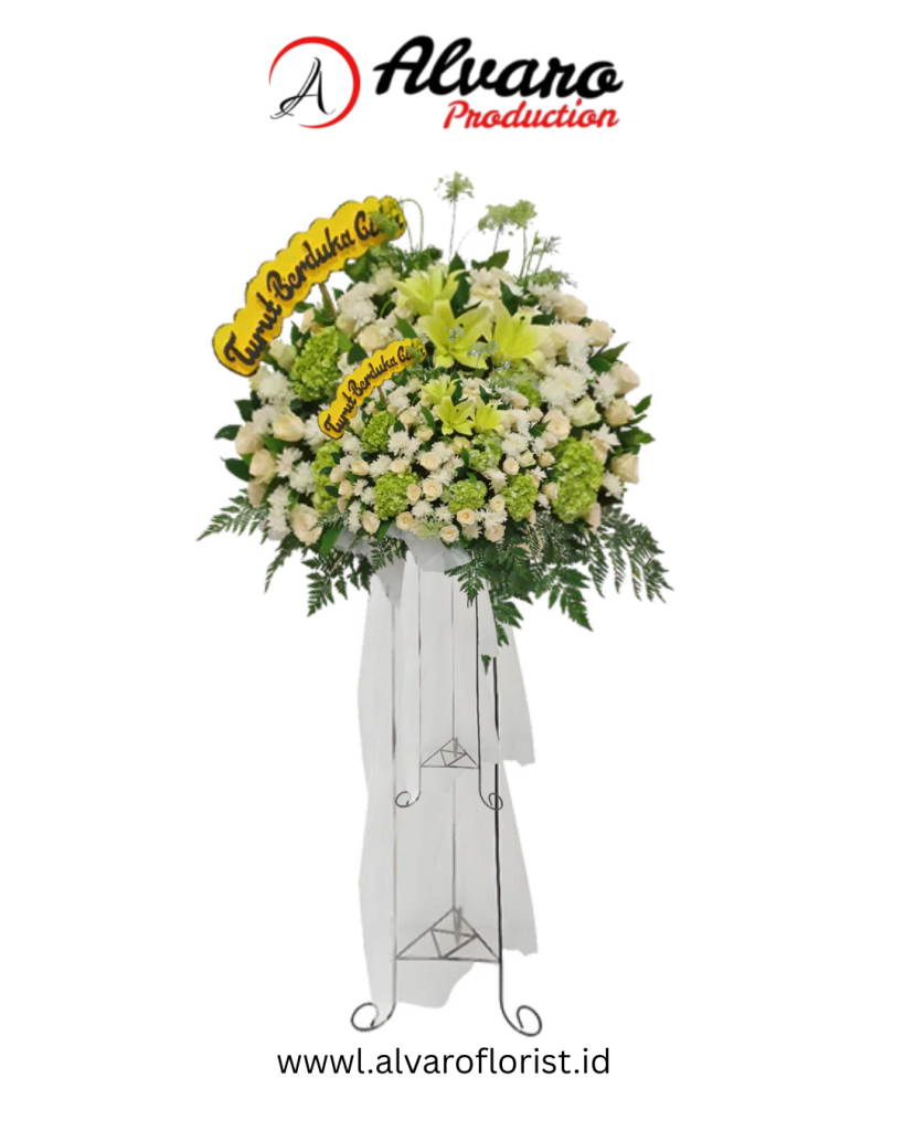 Standing Flower Duka 'Deepest Sympathy' Tiba 2 Jam (247 Service) di Jakarta - Alvaro Florist Id