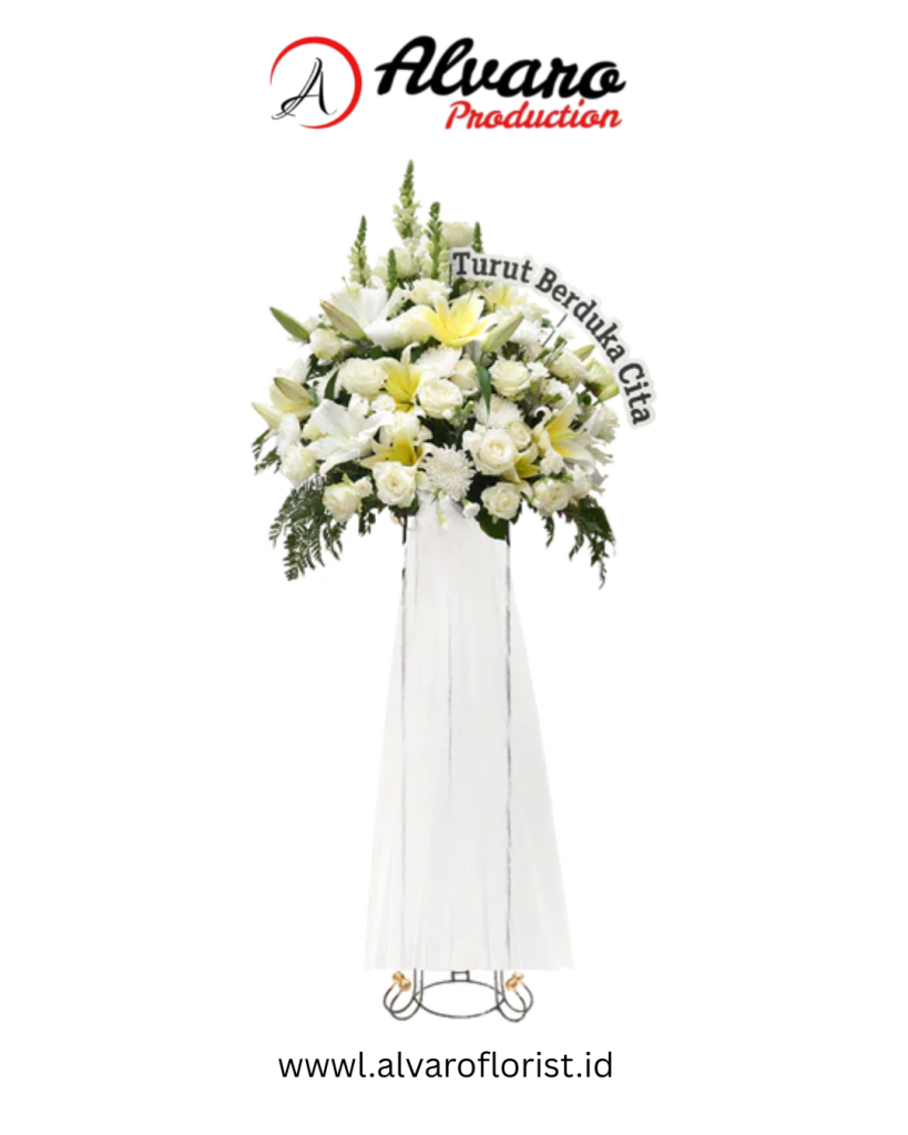 Standing Flower Duka 'Sympathy Tribute' Rangkaian Lily & Snapdragon, Kirim 2 Jam di Jakarta - Alvaro Florist Id