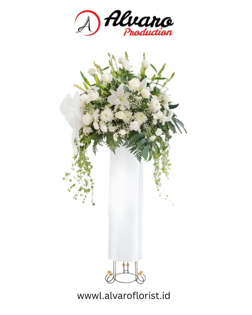 Standing Flower 'Petal Perfection' Desain Putih Modern & Harum, Kirim 2 Jam di Jakarta - Alvaro Florist Id