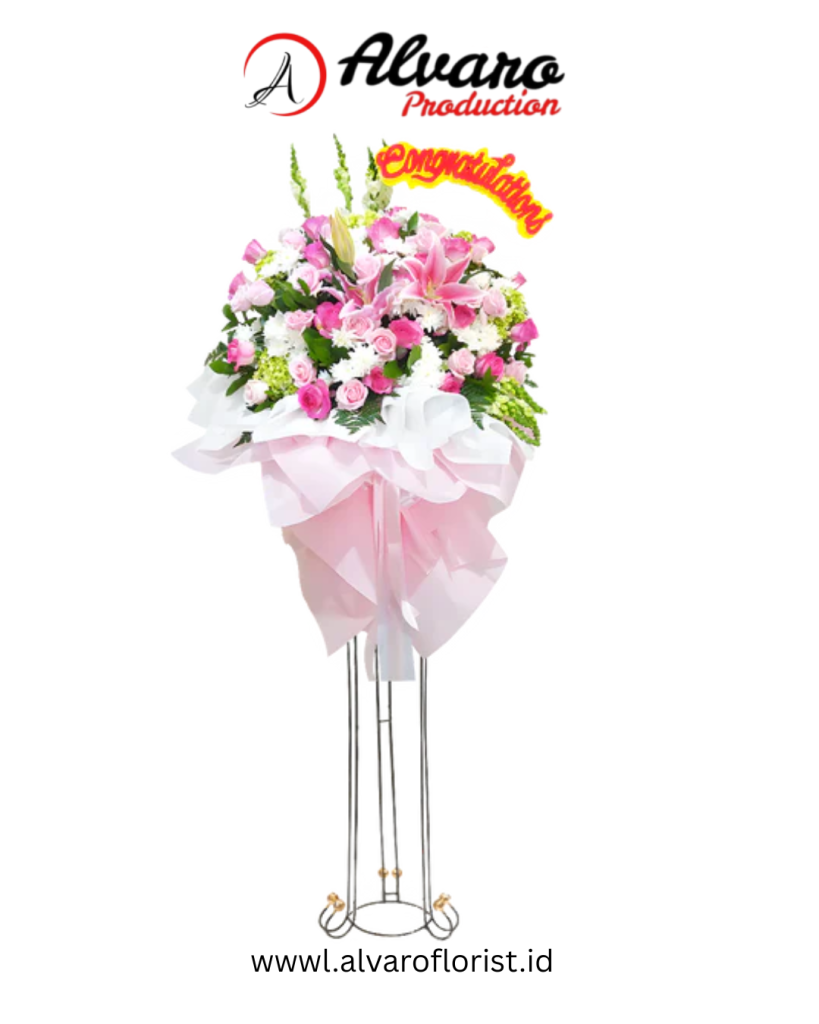 Standing Flower 'Pink Scenery' Rangkaian Bunga Pink Mewah, Kirim 2 Jam di Jakarta - Alvaro Florist Id