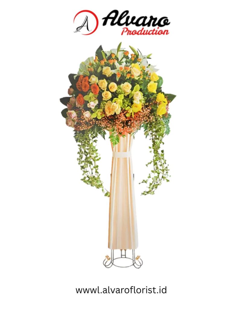 Standing Flower 'Serene Sunshine' Kehangatan Elegan, Kirim 2 Jam di Jakarta - Alvaro Florist Id